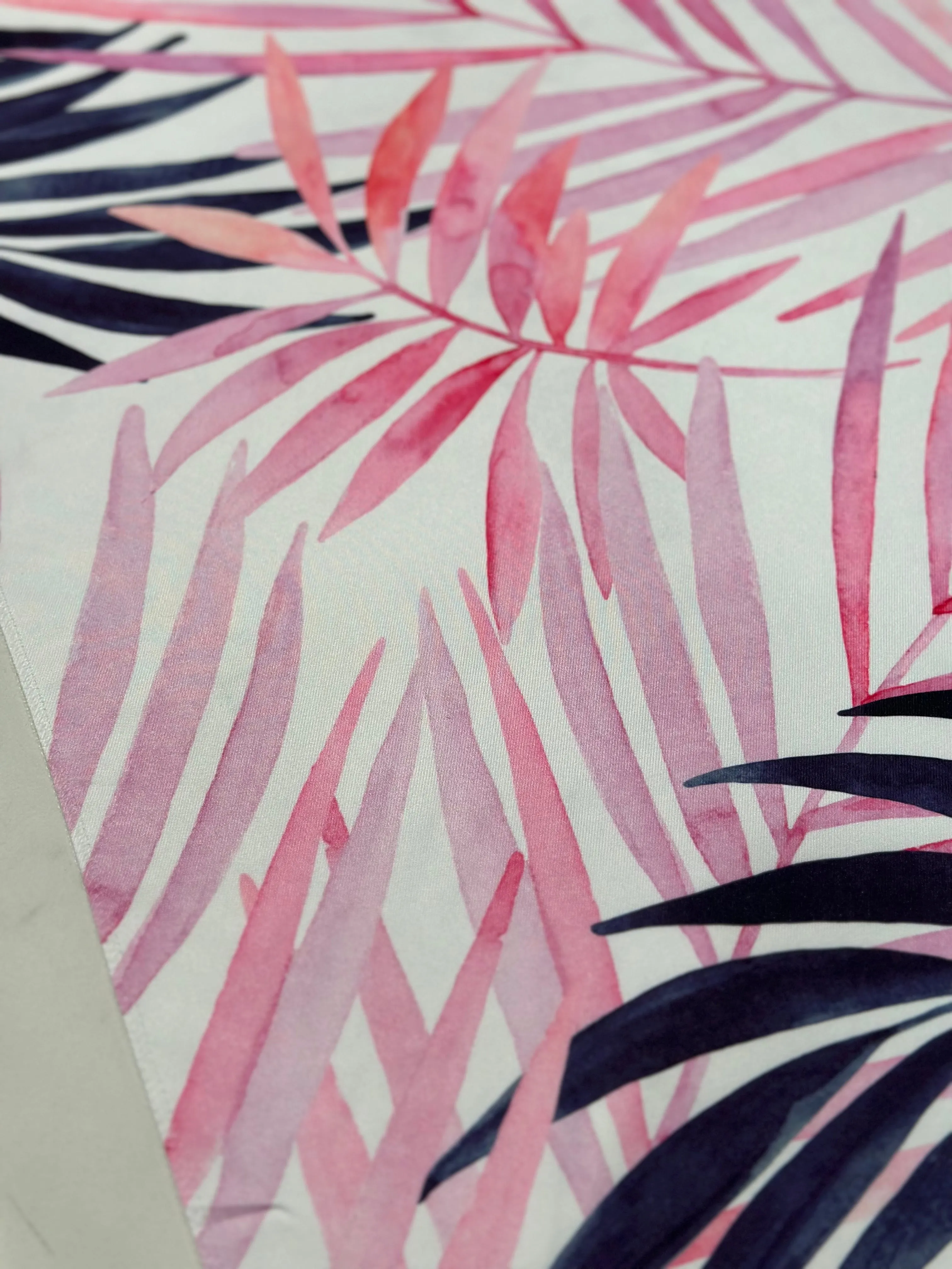 1pc - Pink Botanical (Poly Print) Table Linen 120" Round