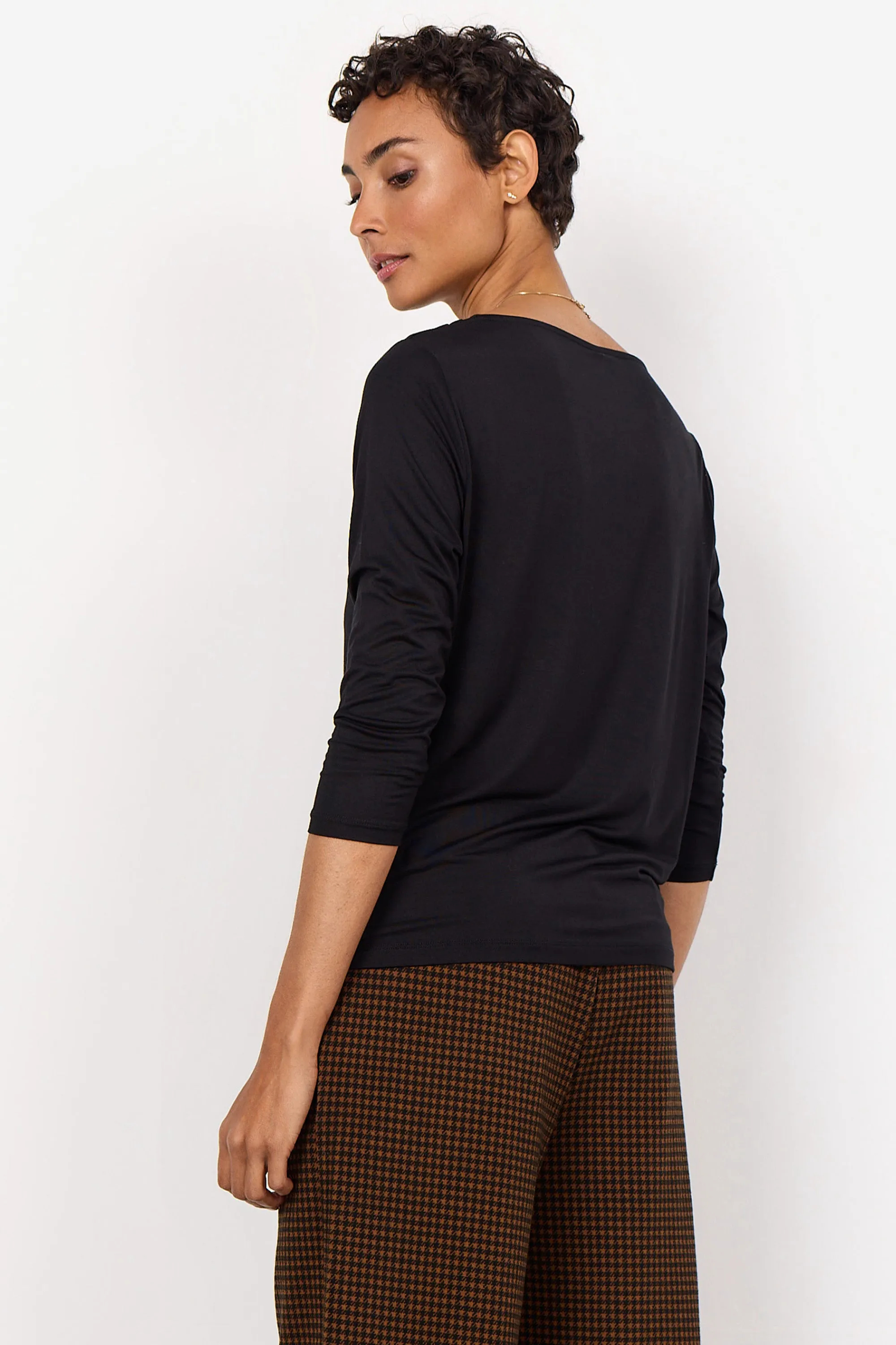 3/4 SLEEVE DRAPE NECK LYOCELL TEE