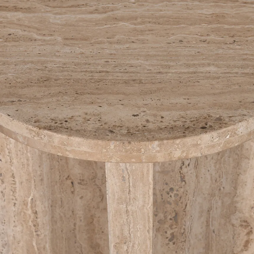 45cm Travertine Top Round Side Table