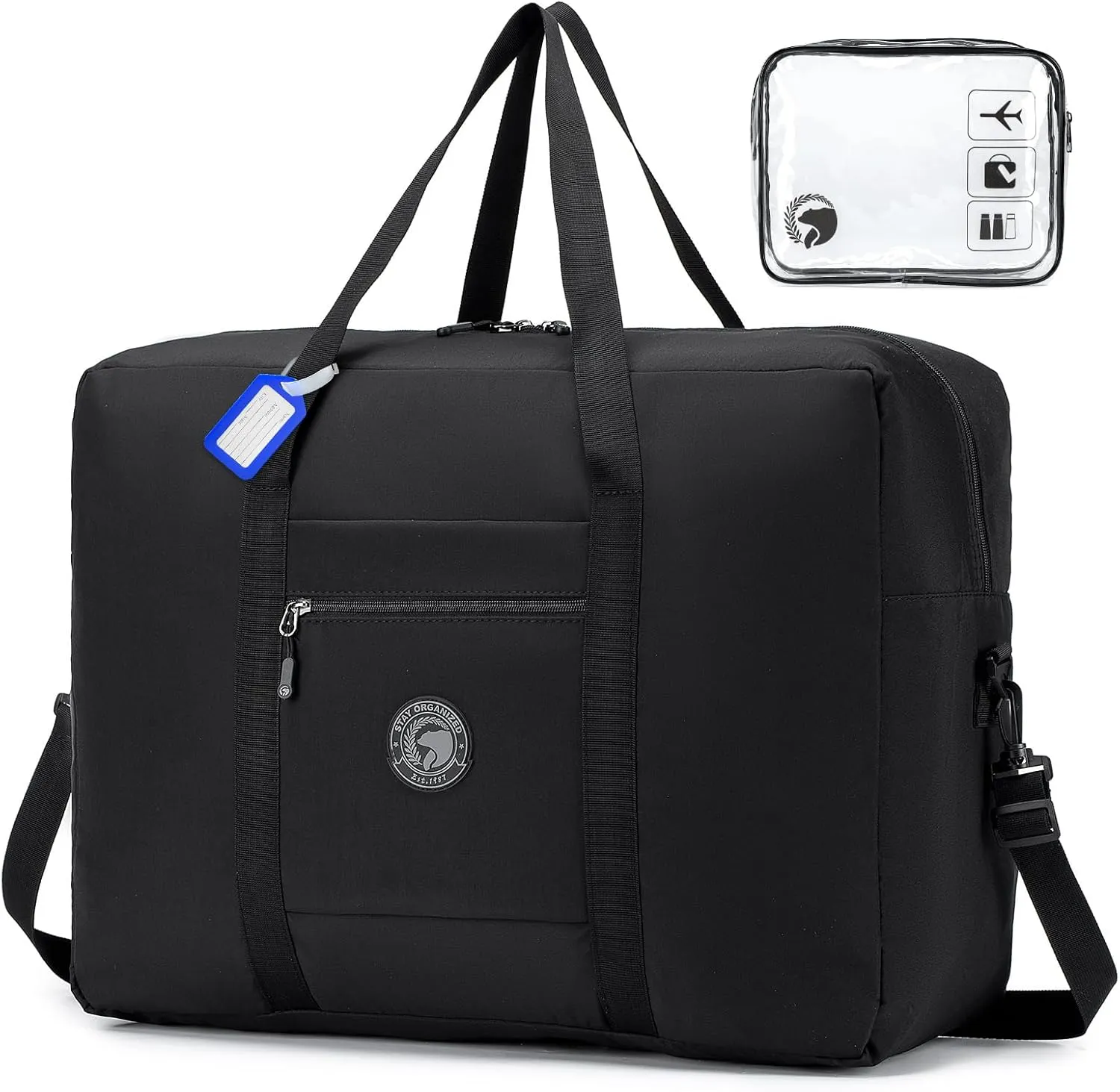 45L Foldable Travel Duffel Bag for Women Men Personal Item Bag Waterproof Tote Carry on Luggage Duffle Large Weekender Gym Overnight Hospital Bags for Labor and Delivery