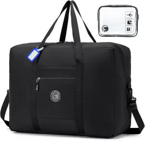 45L Foldable Travel Duffel Bag for Women Men Personal Item Bag Waterproof Tote Carry on Luggage Duffle Large Weekender Gym Overnight Hospital Bags for Labor and Delivery