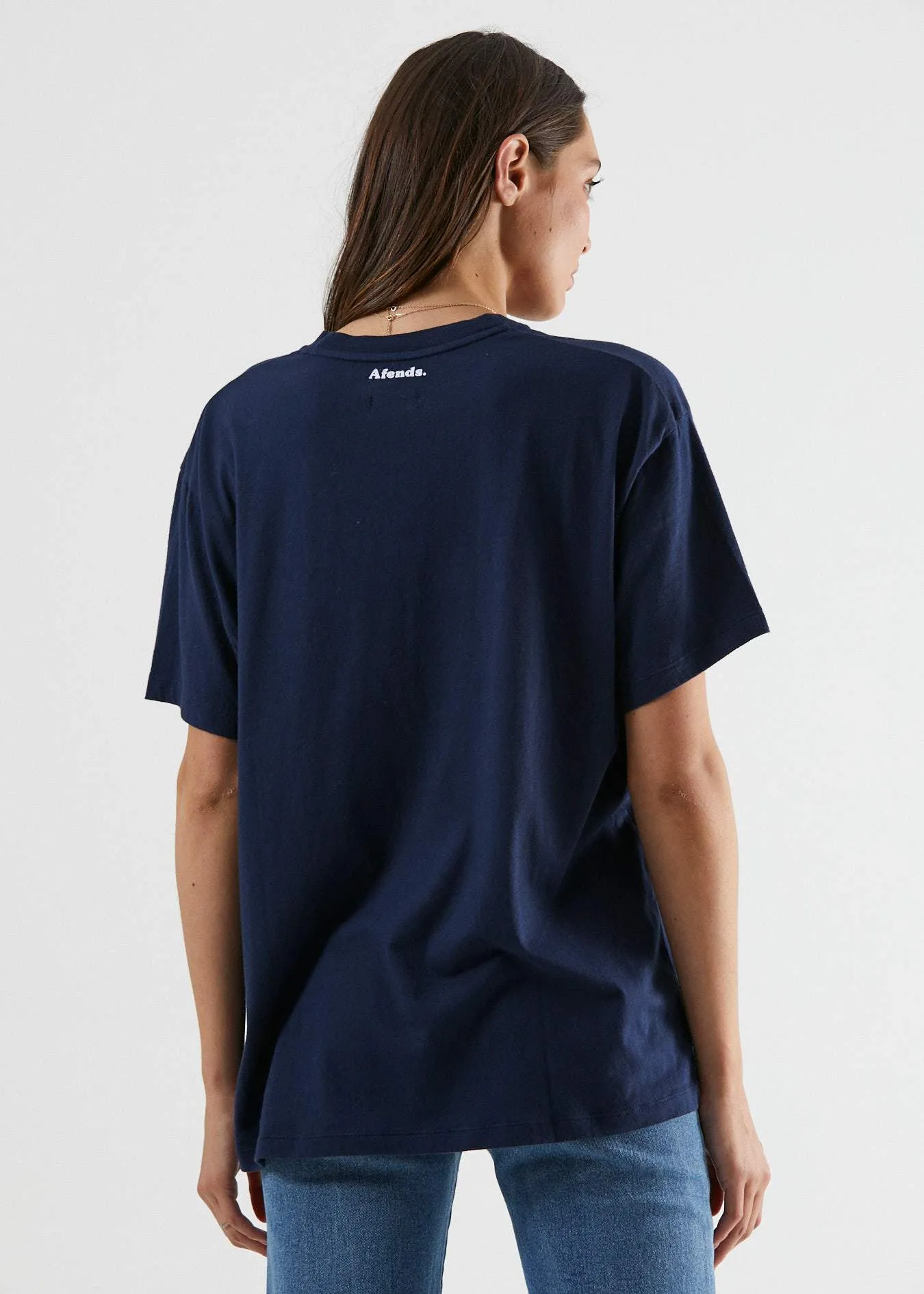 Afends Womens Trip To The Moon - Oversized Tee - Black Iris