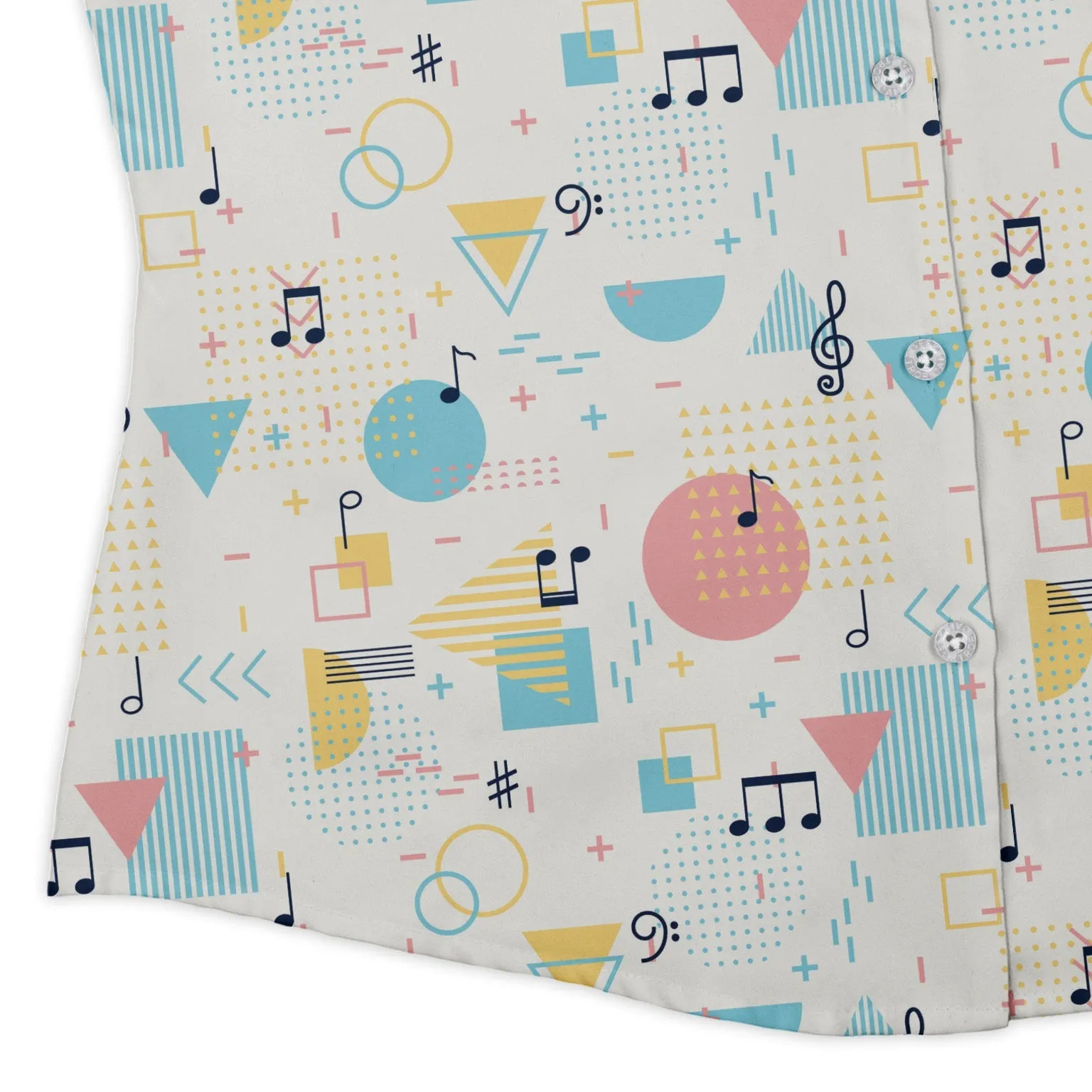 Alphabet Music Memphis Style White Curvy Button Up Shirt