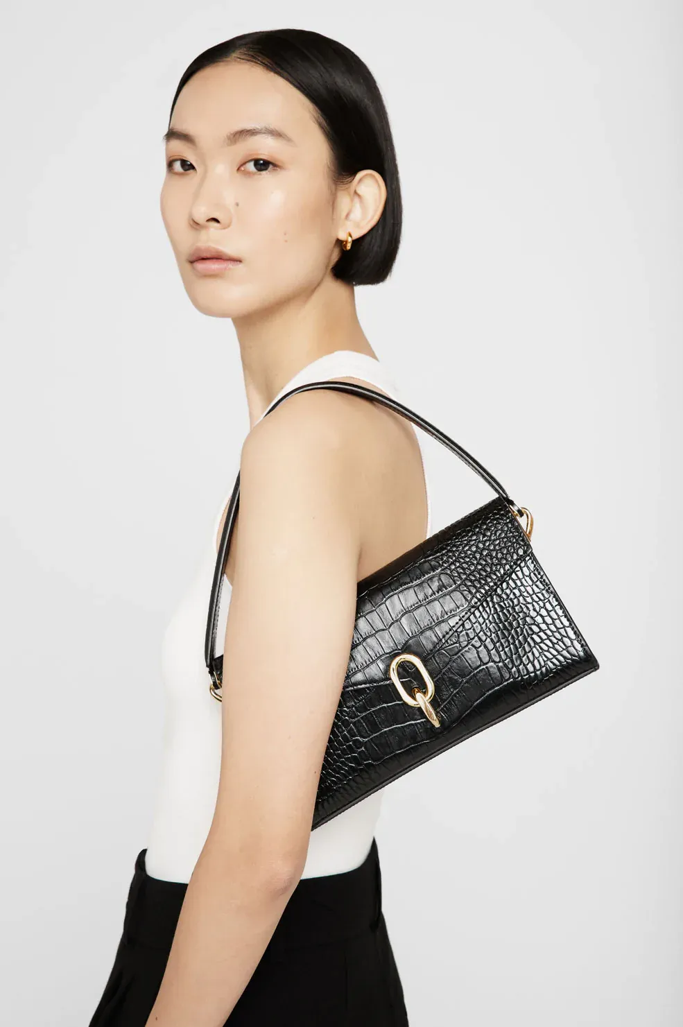 Anine Bing - Colette Bag in Black Croco