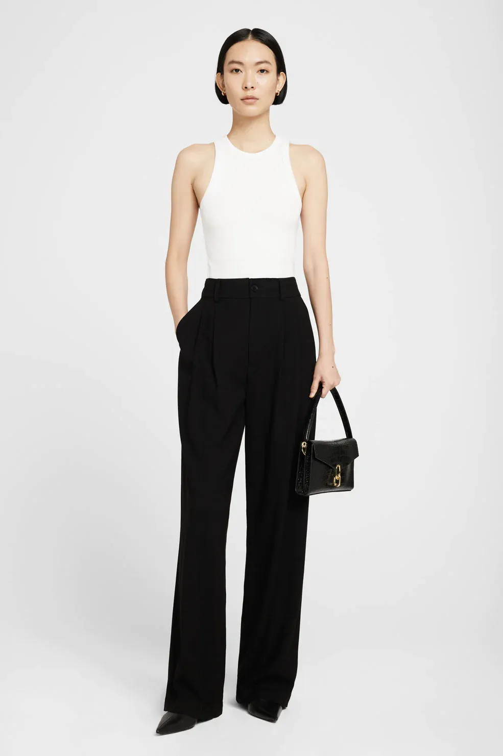 Anine Bing - Colette Bag in Black Croco