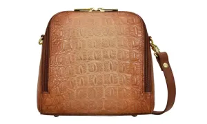 Anuschka Small Zip Around Travel Organizer Croc Embossed Caramel