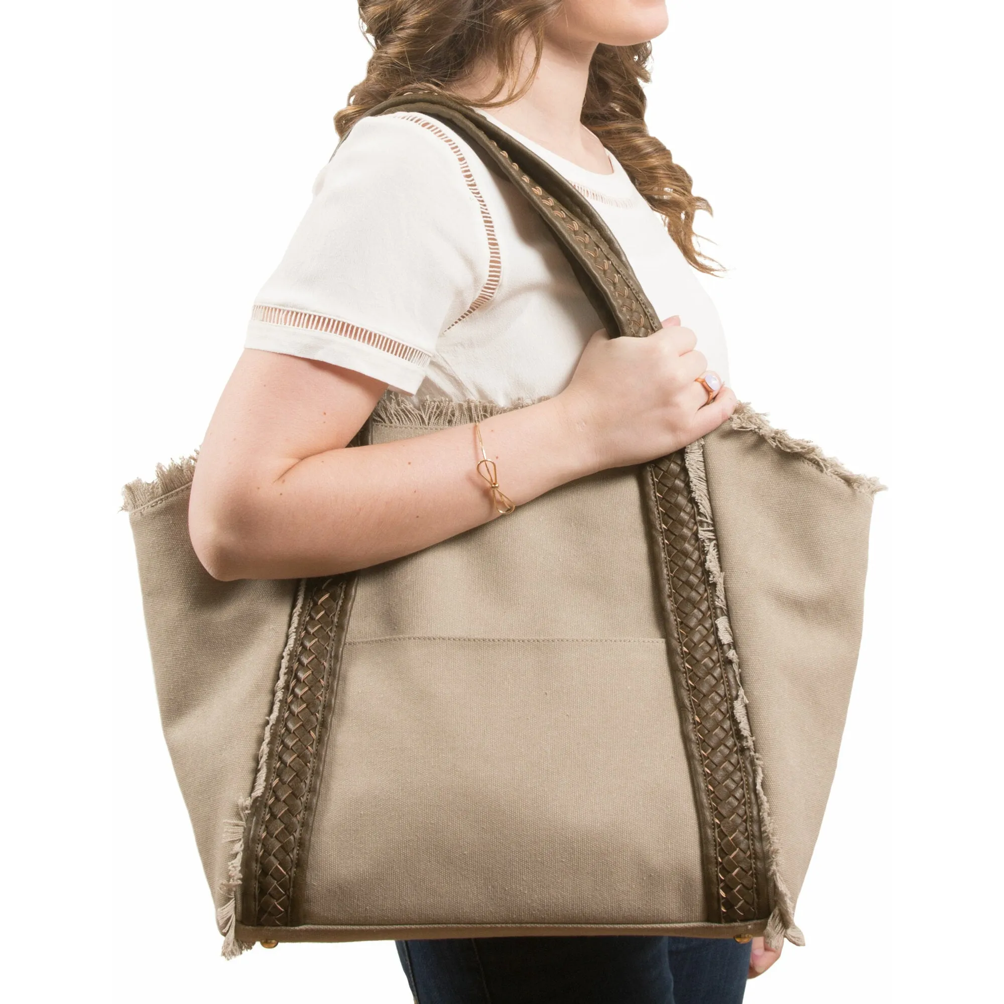 Arctic 19" x 13" Frayed Canvas Handbag