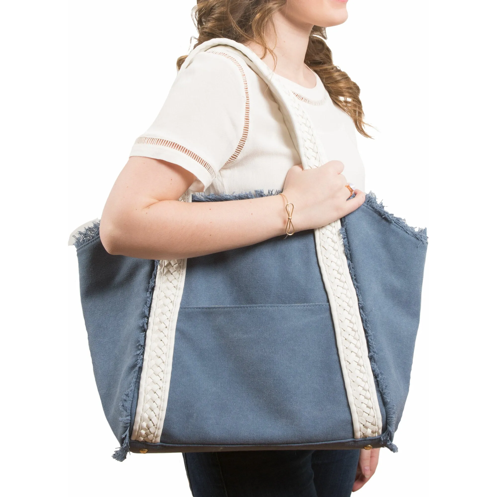 Arctic 19" x 13" Frayed Canvas Handbag