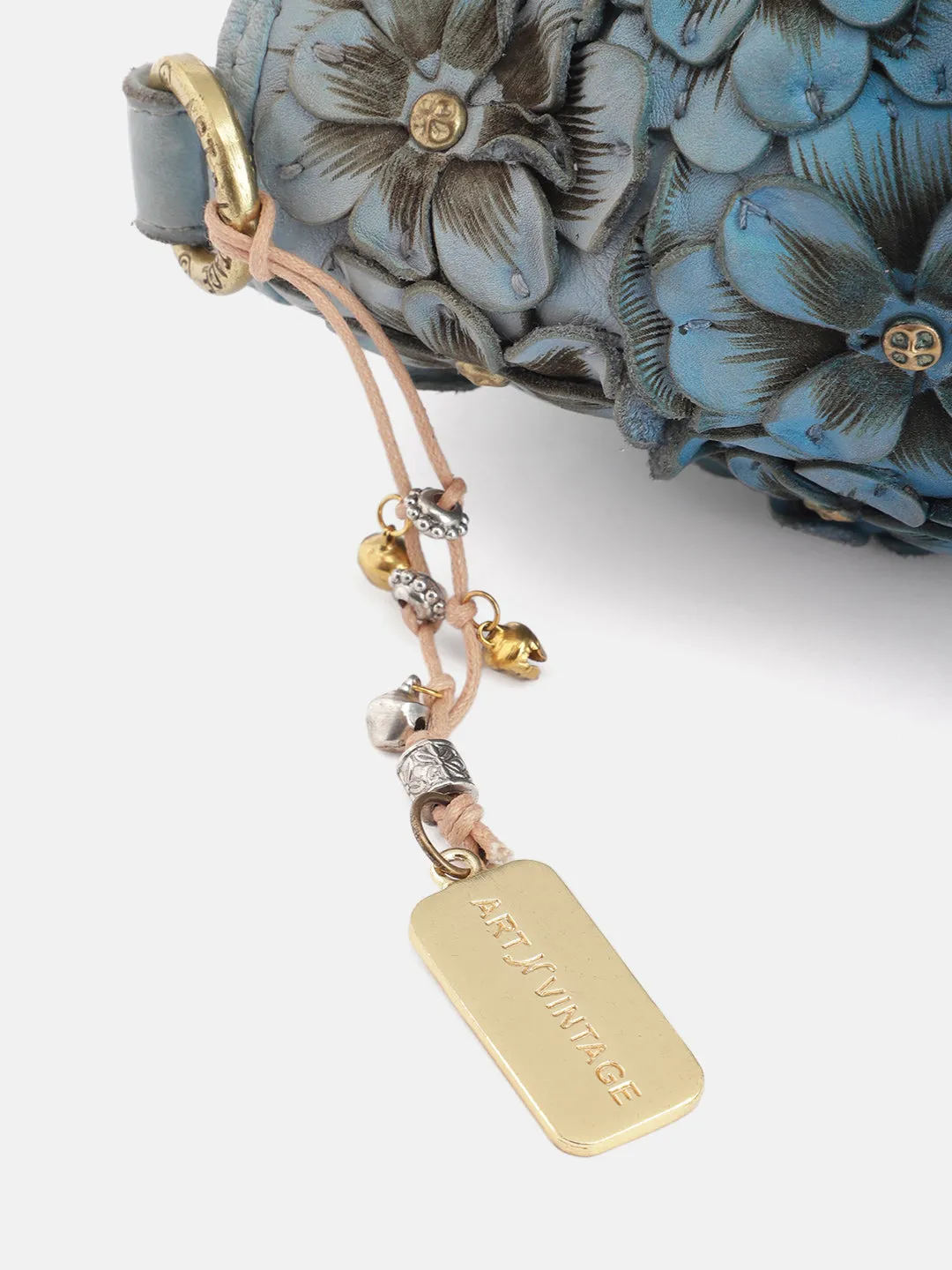 Azure Aster Elegance: Blue Leather Crossbody for Effortless Style