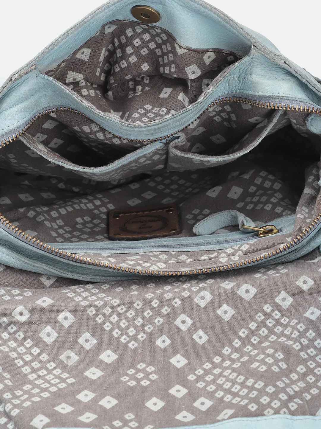 Azure Aster Elegance: Blue Leather Crossbody for Effortless Style