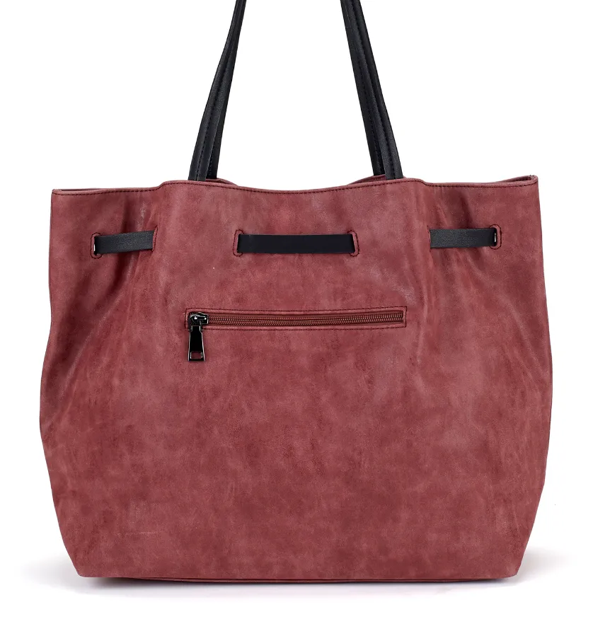 Belted Shopper Bag in Burgundy