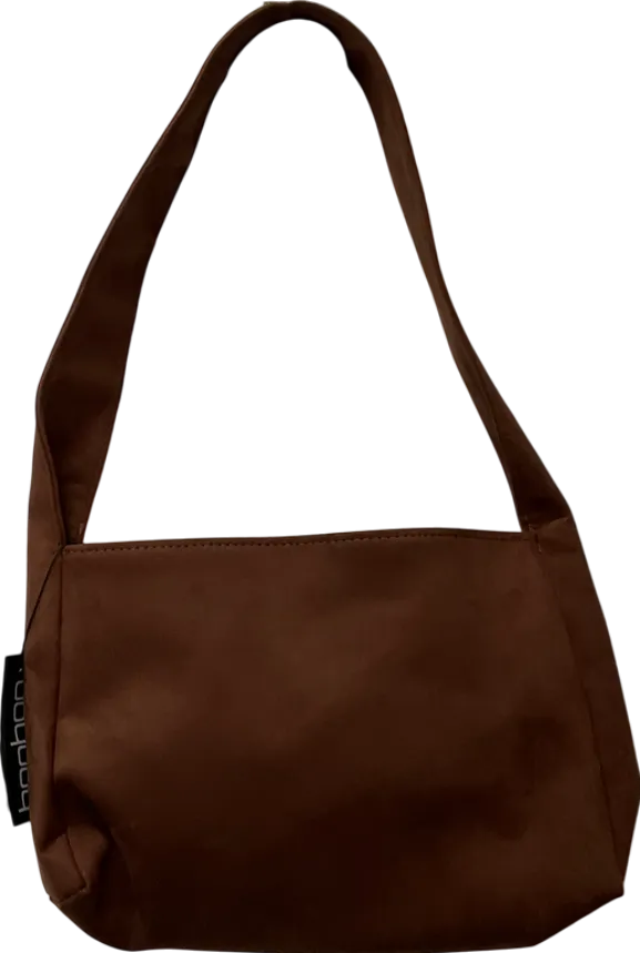 boohoo Brown Faux Suede Slouchy Shoulder Bag One Size