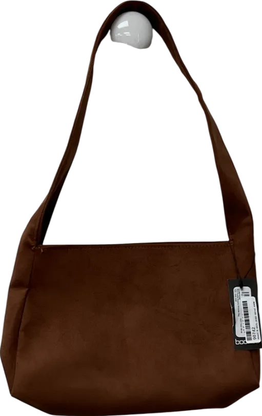 boohoo Brown Faux Suede Slouchy Shoulder Bag One Size