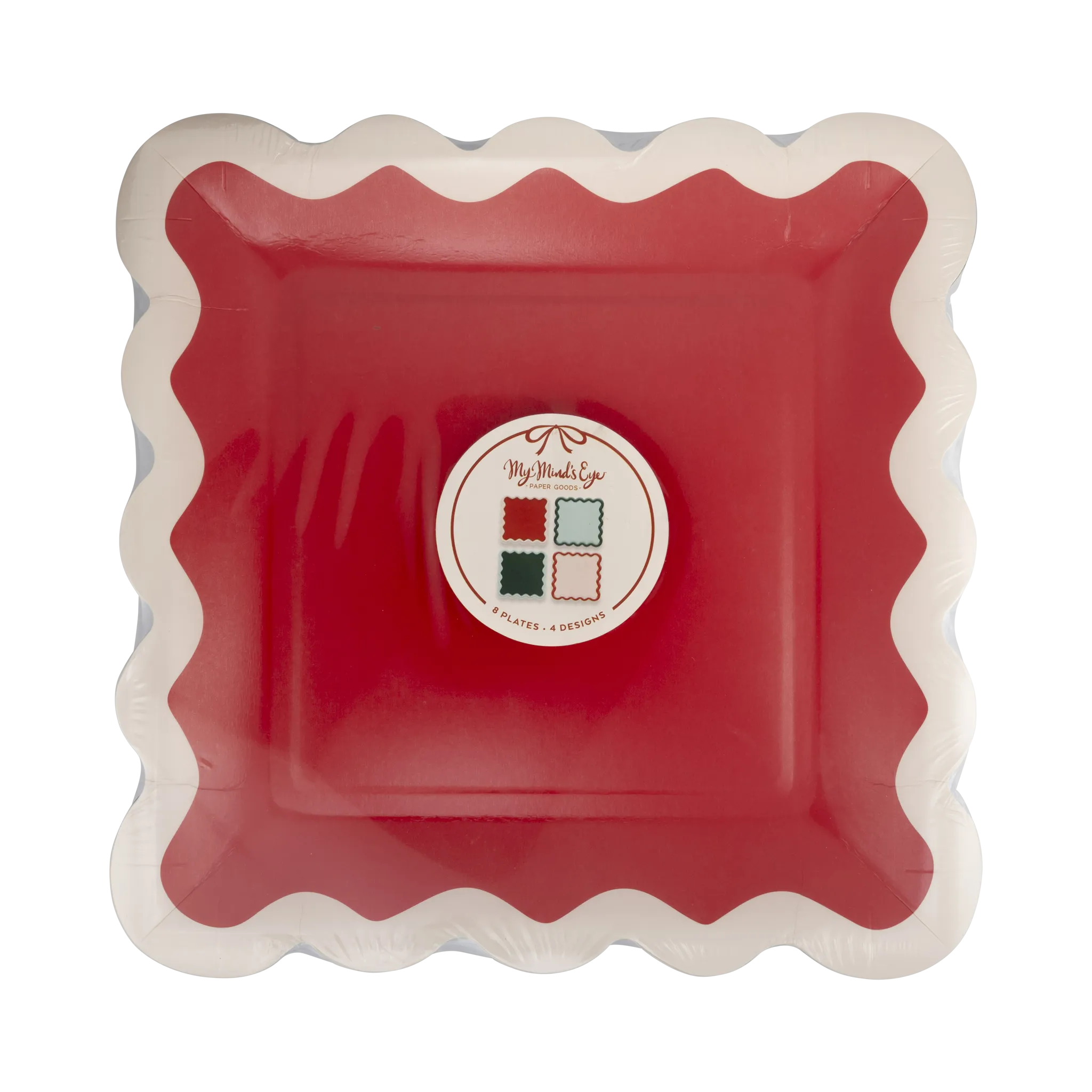BOW1142 - Red and Pink Green and Mint Ric Rac 9" Plate Set