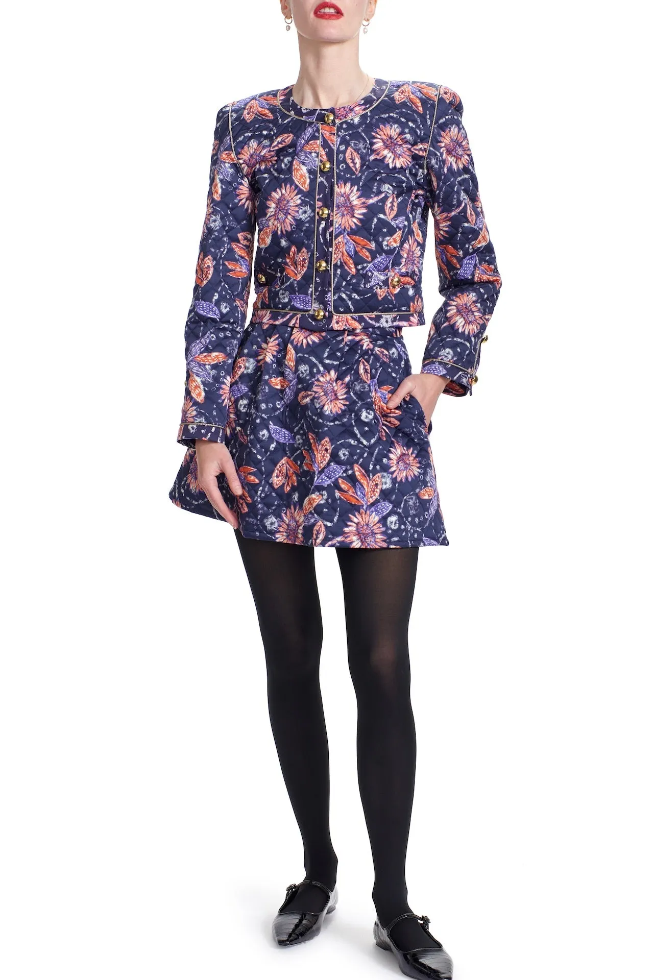 CORALIE QUILTED JACKET- Chalk Flower