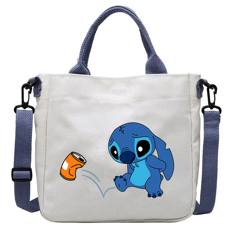 DUNNMALL Anime Peripheral Stitch Canvas Bag Student Shoulder Bag Messenger Bag Detachable Shoulder Strap Handbag Tote Bag