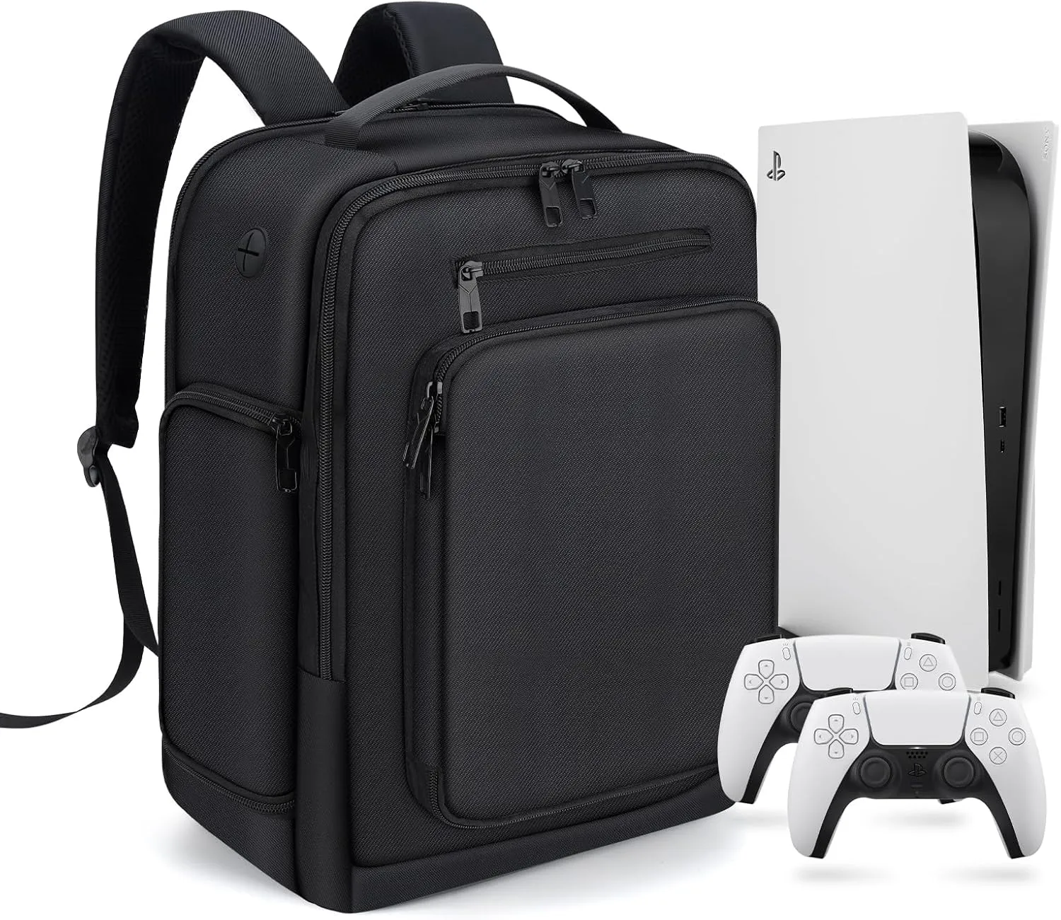 Gaming Backpack for PS5, Protective Travel Carrying Case Compatible with Playstation 5 Console, Portable Monitor, 15.6Laptop, Headset, Game Discs, and Gaming Accessories