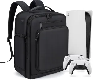 Gaming Backpack for PS5, Protective Travel Carrying Case Compatible with Playstation 5 Console, Portable Monitor, 15.6Laptop, Headset, Game Discs, and Gaming Accessories