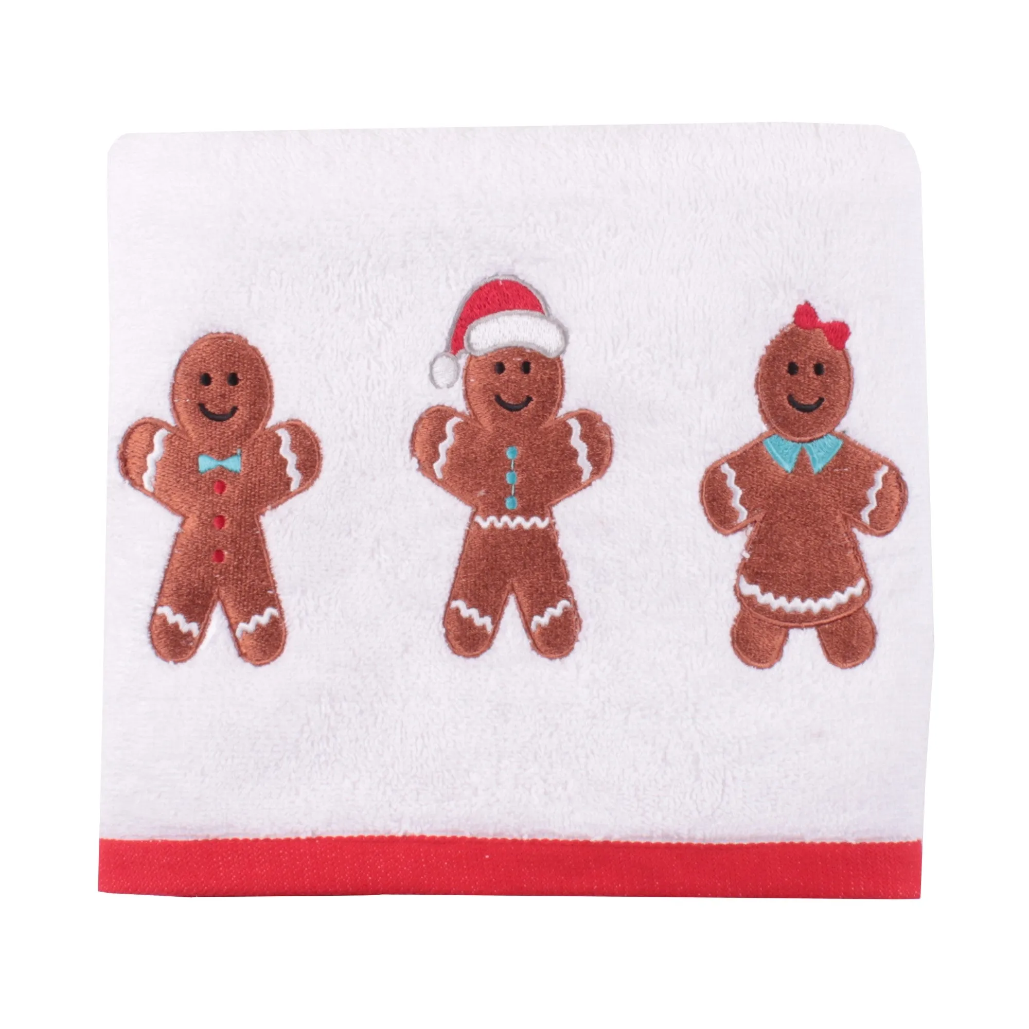 Gingerbread Hand Towel (2 pack) by Fusion Christmas in White 50 x 90cm
