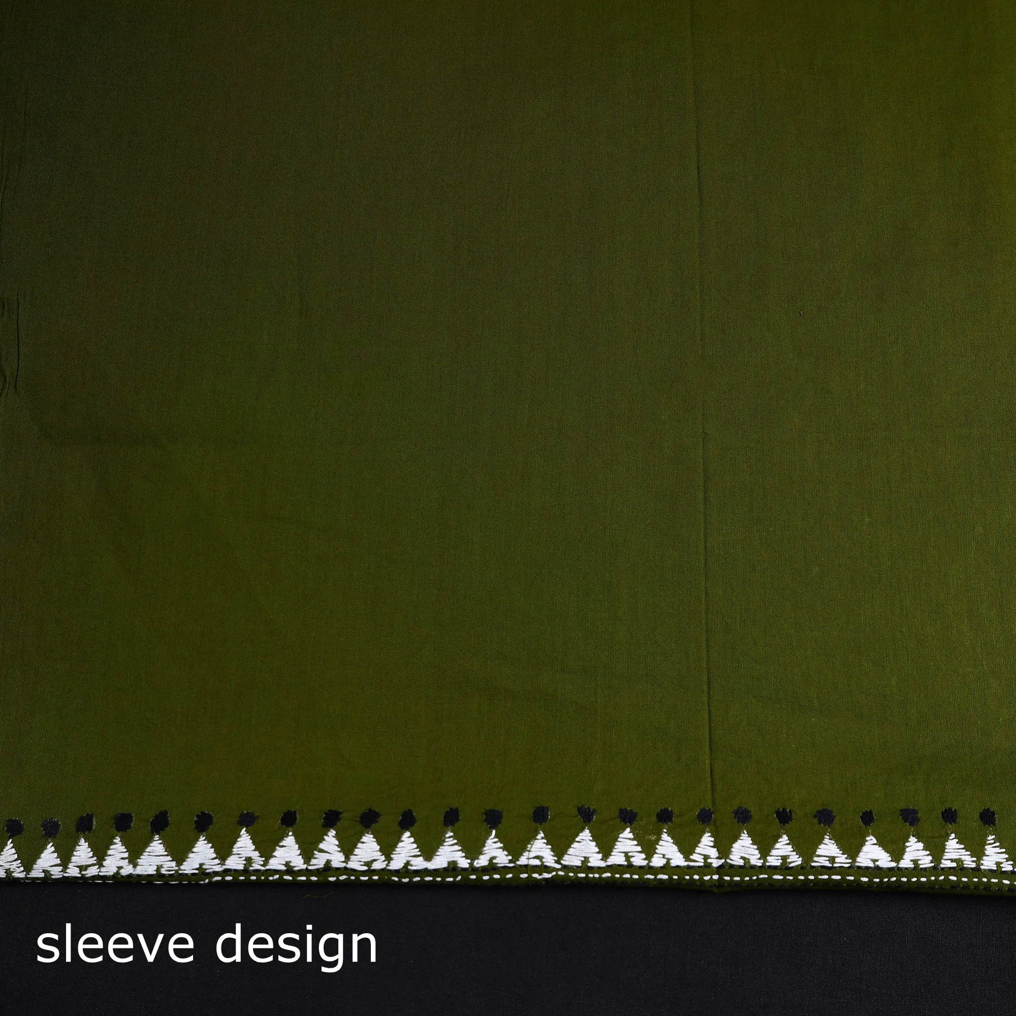 Green - Bengal Kantha Embroidery Cotton Kurta Material - (2.75m) 32
