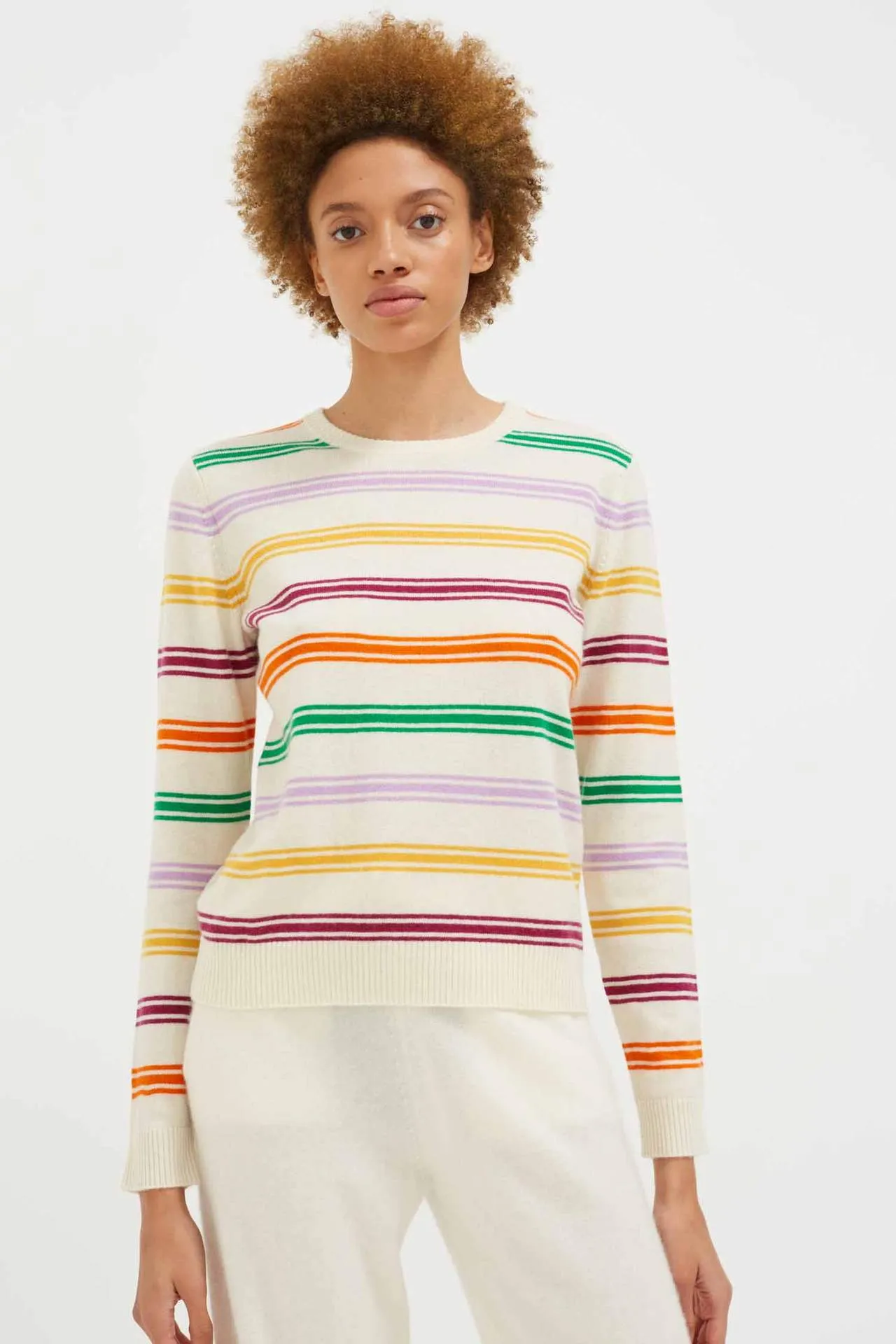 Multi Striped Sweater, Cream/Multi