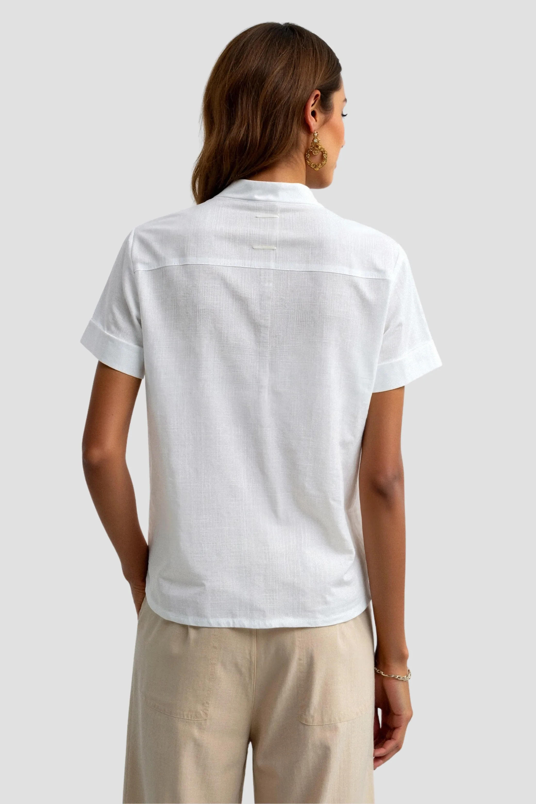 Old Money Short Sleeve Solid Button Front Shirt