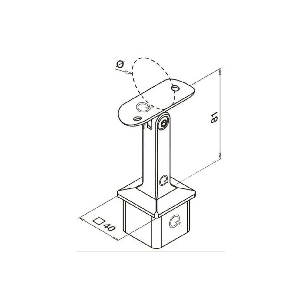Q-Railing Square Line Adjustable Top Post Bracket To 1.5'' - 38mm Tube Material (Outdoor)