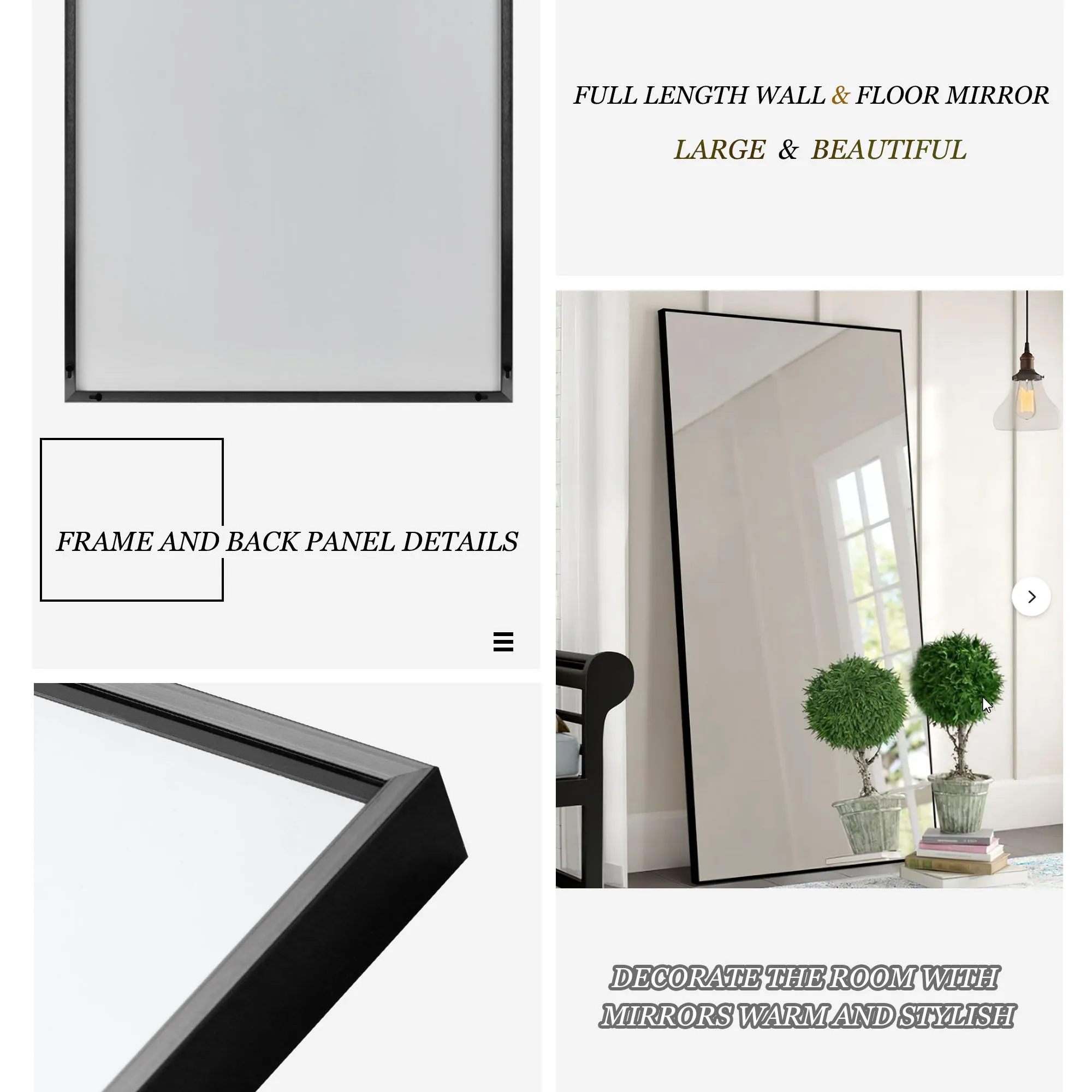Rachel 71" x 28" Metal Framed Full Length Oversized Mirror