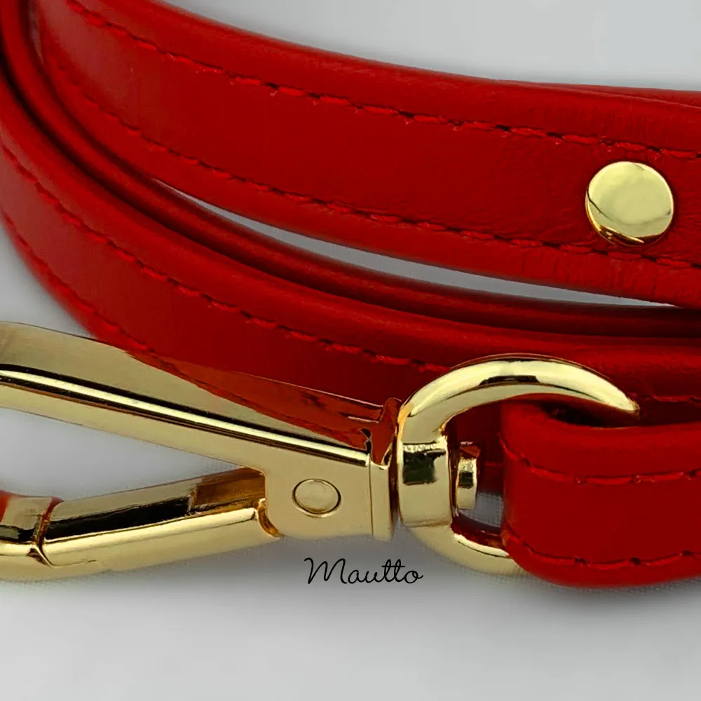 Red Leather Purse Strap, Handbag Strap or Bandolier - Customize Length (Short Shoulder to Extra Long Crossbody Size) - Half Inch Wide