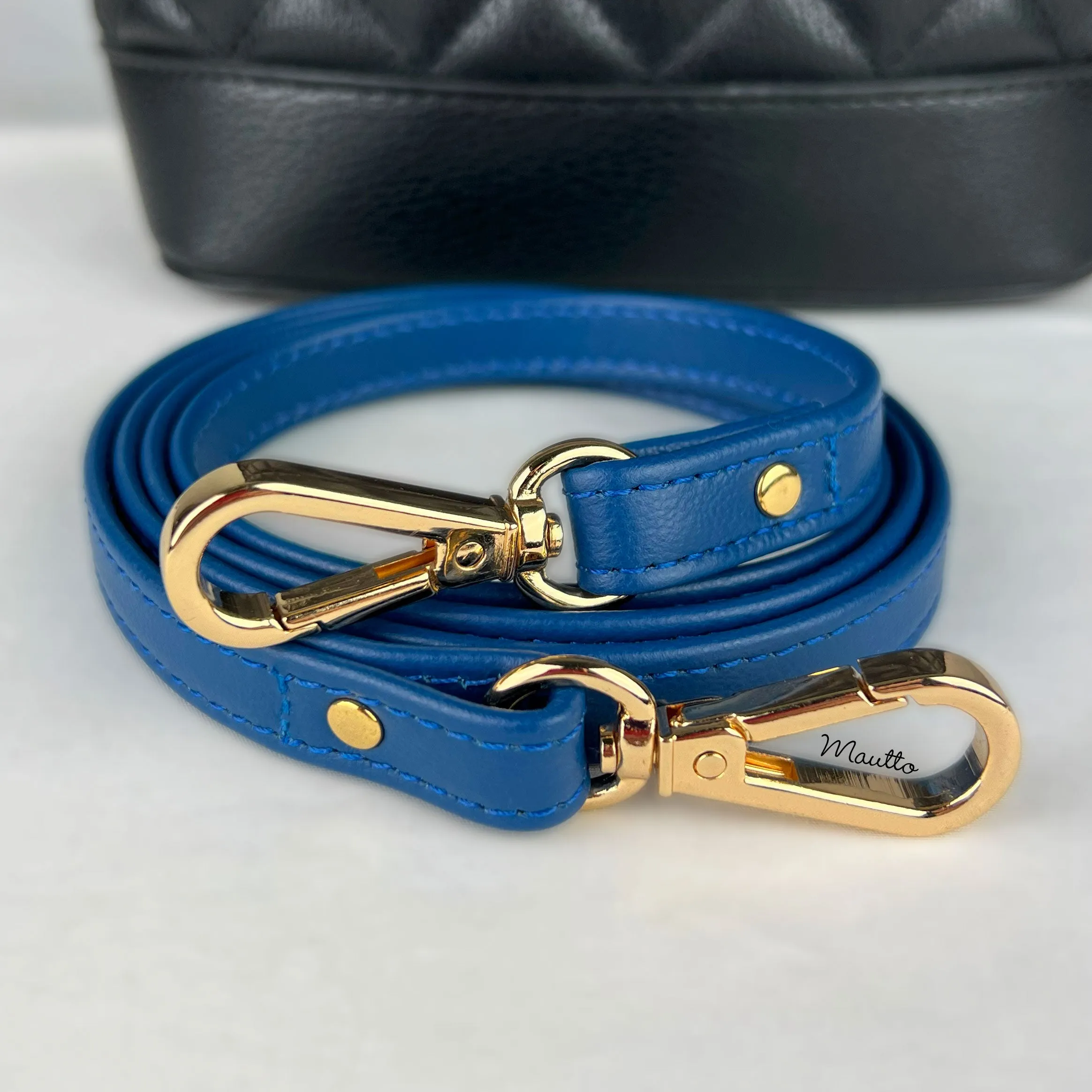 Royal Blue Leather Purse Strap, Handbag Strap or Bandolier - Customize Length (Short Shoulder to Extra Long Crossbody Size) - Half Inch Wide