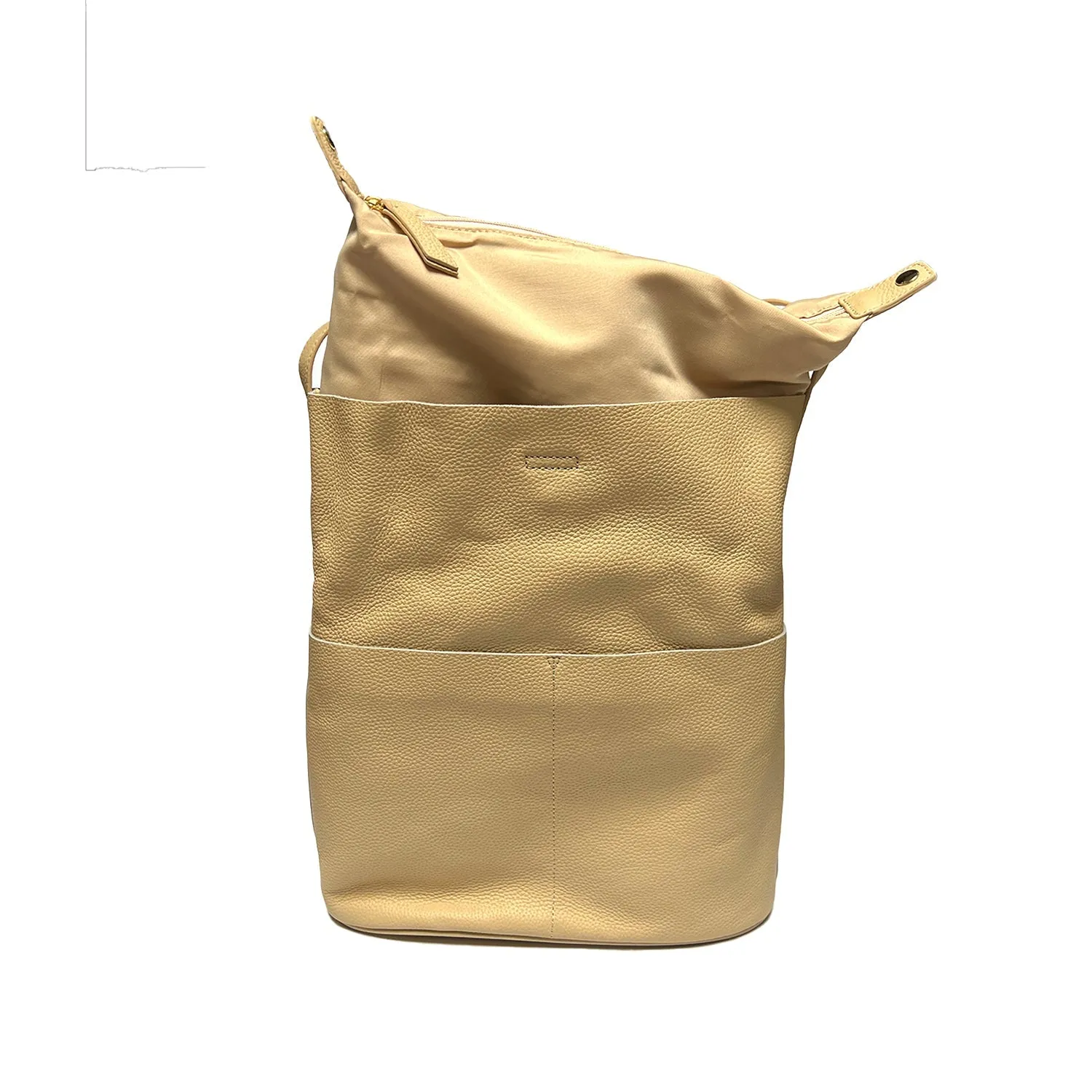 Ry & Ginger Leather Tote in Ecru