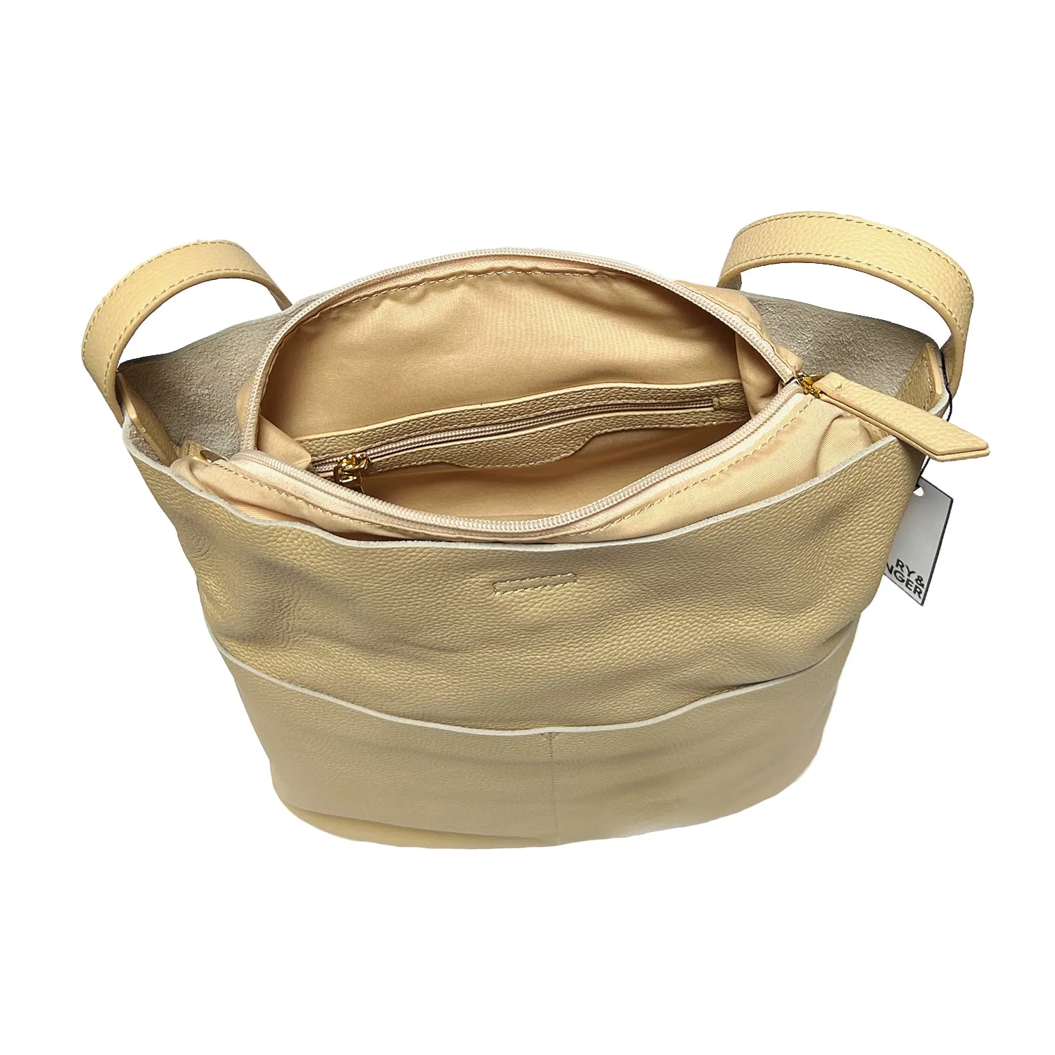 Ry & Ginger Leather Tote in Ecru