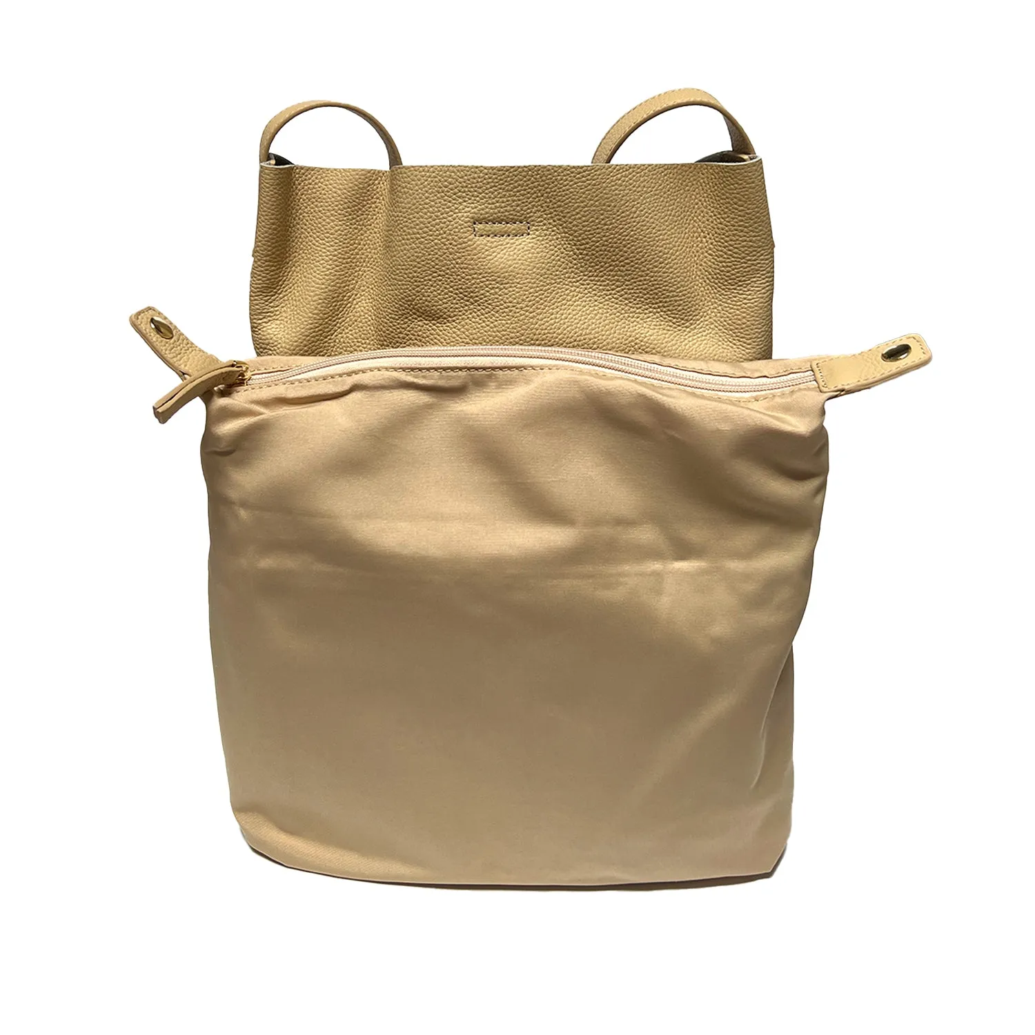 Ry & Ginger Leather Tote in Ecru