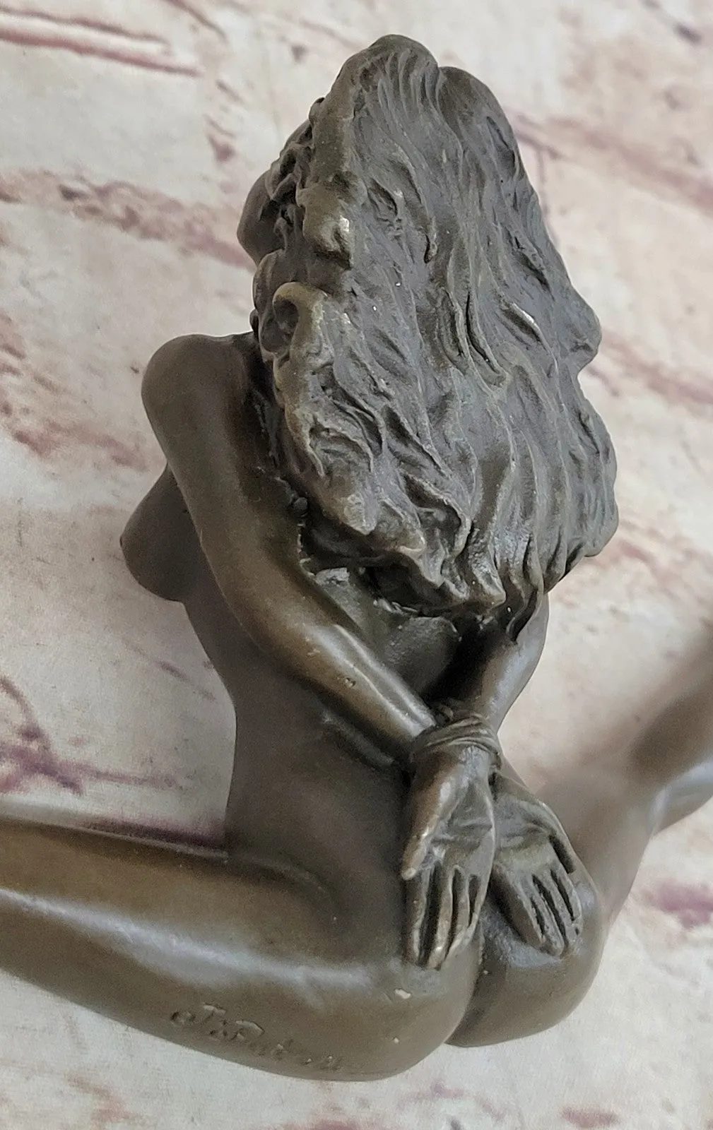 Sexy Girl Chantal - Artwork Nude -Bronze - Signed J. Patoue Sculpture Figurine