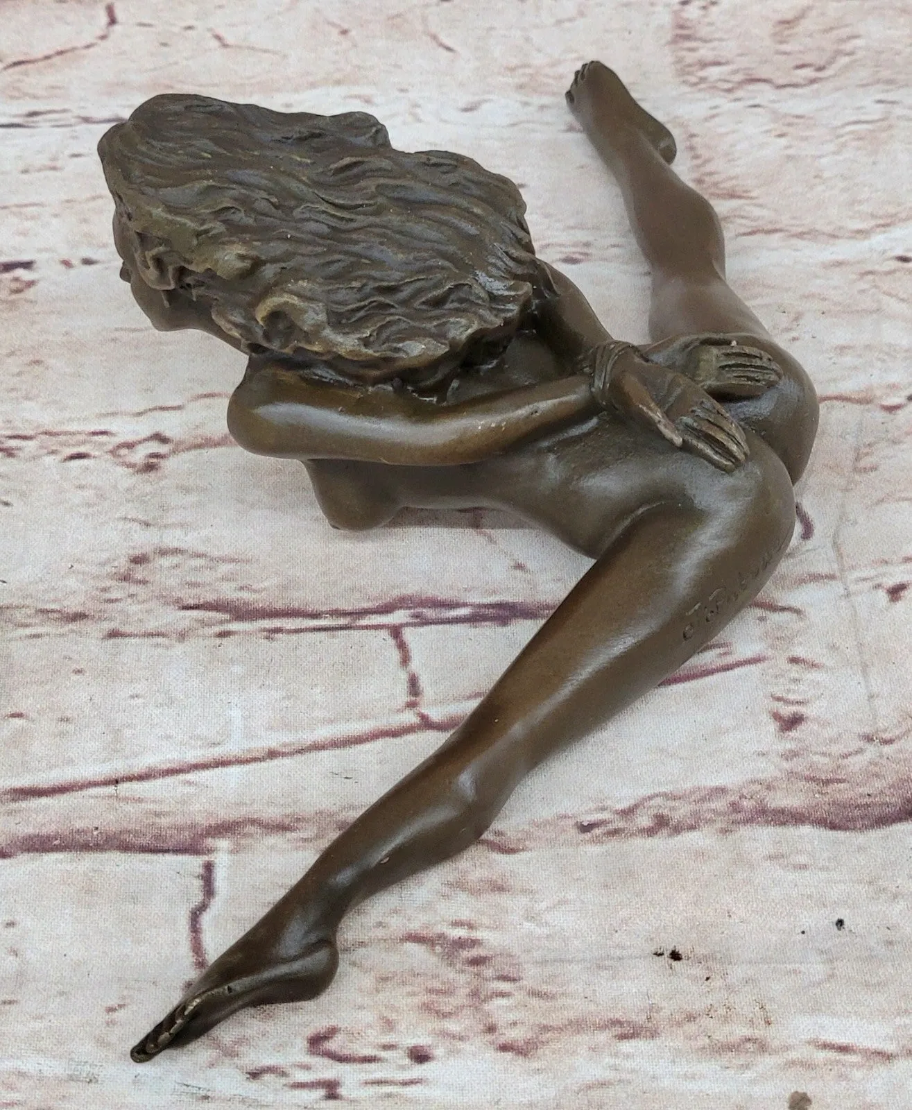 Sexy Girl Chantal - Artwork Nude -Bronze - Signed J. Patoue Sculpture Figurine