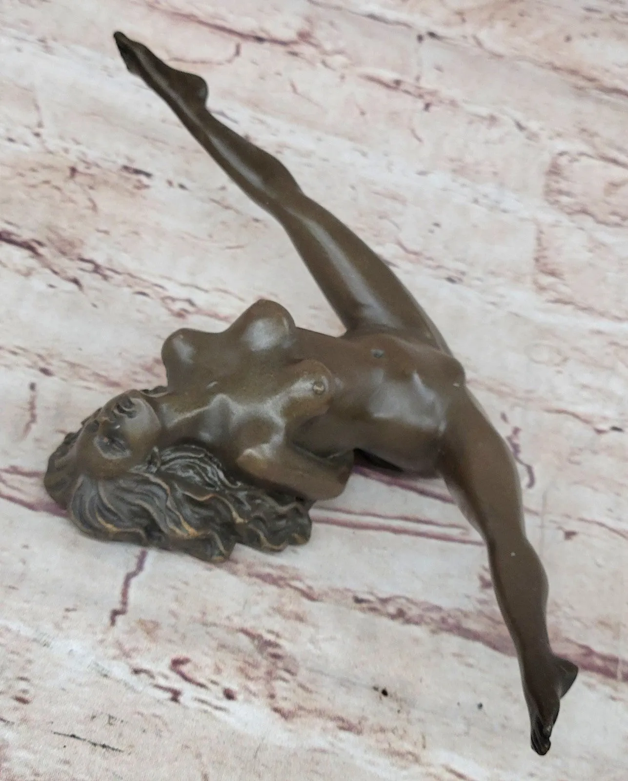 Sexy Girl Chantal - Artwork Nude -Bronze - Signed J. Patoue Sculpture Figurine