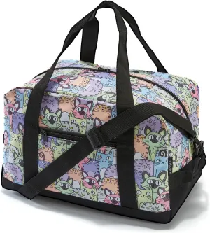 Small Gym Bag 14 inch Mini Duffel Bag Carry-on Bag Lightweight Travel Bag, Perfect for Weekend Business Trips or Sports (Cat)