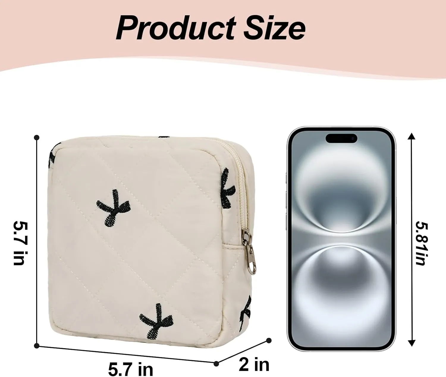 Small Makeup Bag for Purse,Quilted Cosmetic Pouch, Mini Make up Bags with Compartments Inside, Cute Cosmetic Organizer for Women, Travel Toiletry Bag