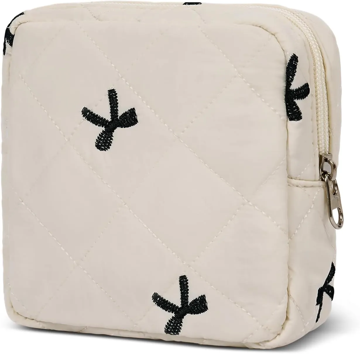 Small Makeup Bag for Purse,Quilted Cosmetic Pouch, Mini Make up Bags with Compartments Inside, Cute Cosmetic Organizer for Women, Travel Toiletry Bag