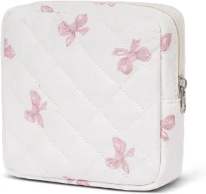 Small Makeup Bag for Purse,Quilted Cosmetic Pouch, Mini Make up Bags with Compartments Inside, Cute Cosmetic Organizer for Women, Travel Toiletry Bag