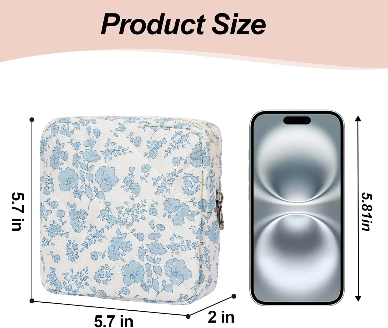 Small Makeup Bag for Purse,Quilted Cosmetic Pouch, Mini Make up Bags with Compartments Inside, Cute Cosmetic Organizer for Women, Travel Toiletry Bag