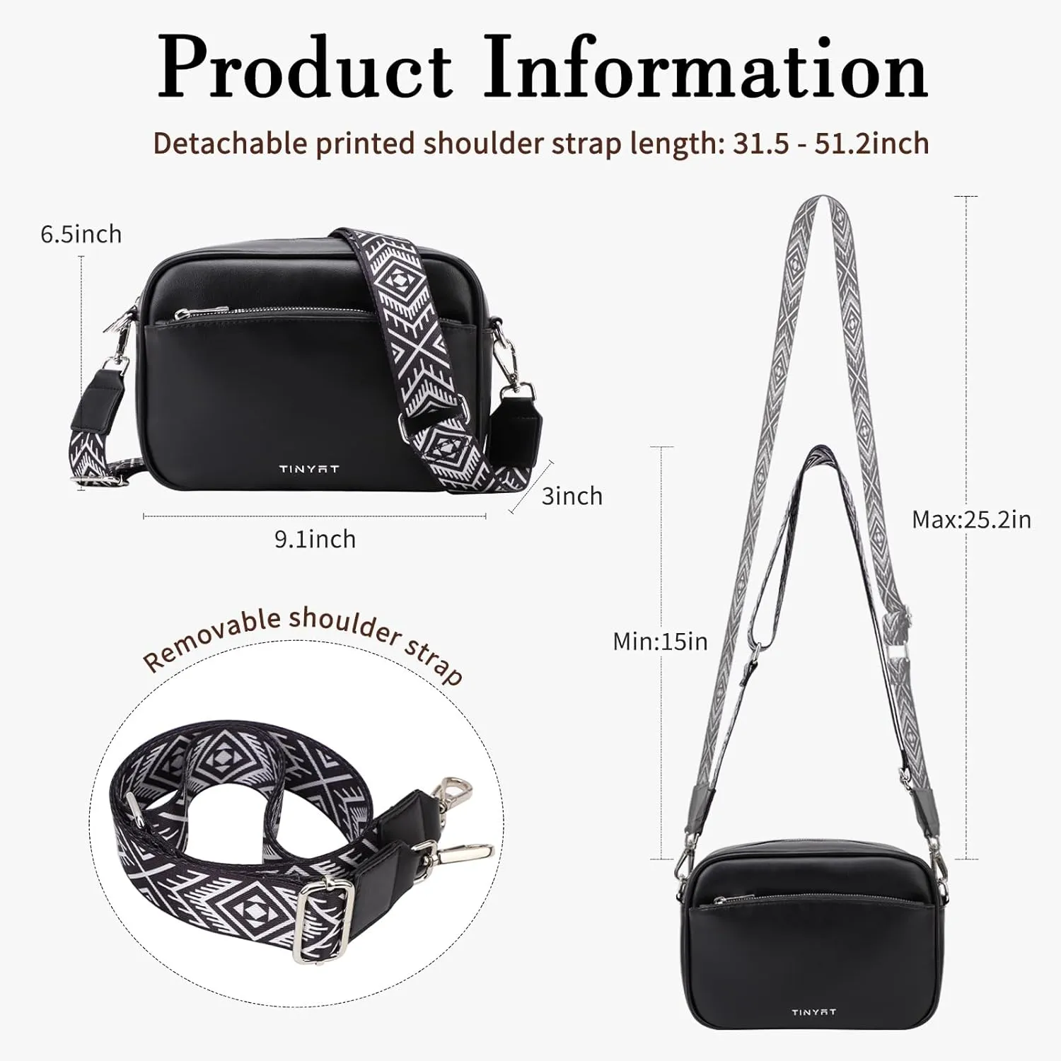 TINYAT Crossbody Bag for Women Small Cross body Purse With Adjustable Wide Strap Women Shoulder Handbags Purse