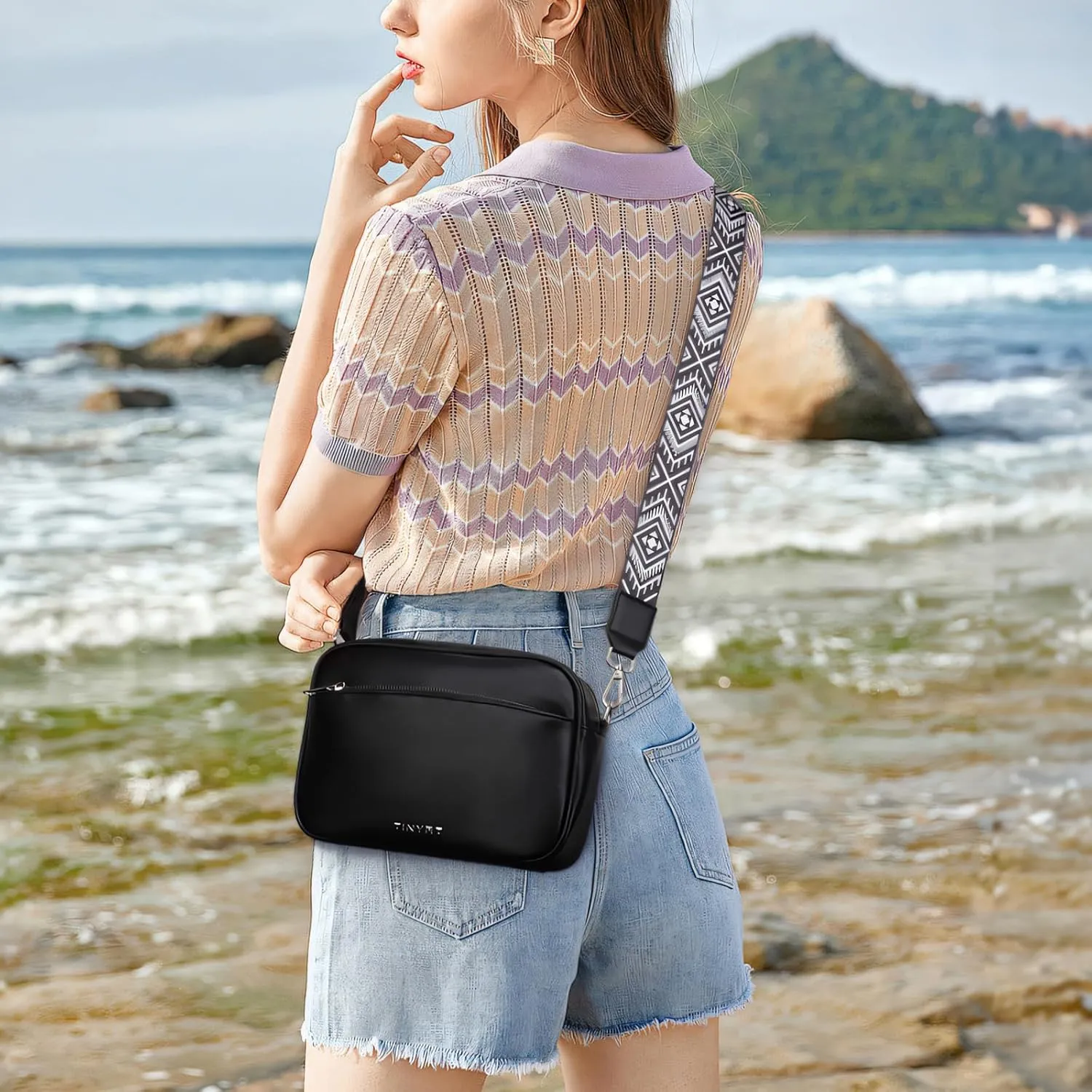 TINYAT Crossbody Bag for Women Small Cross body Purse With Adjustable Wide Strap Women Shoulder Handbags Purse