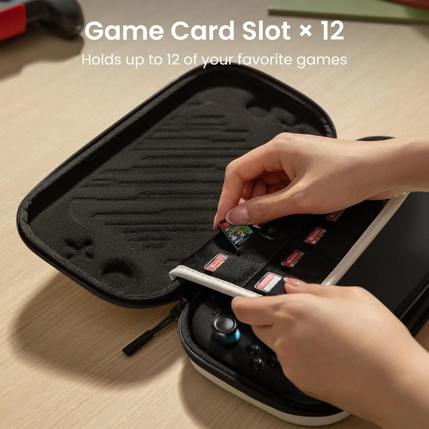 tomtoc Slim Carrying Case for Nintendo Switch 2 Model 2025, Protective Hard Shell with 12 Game Card Slots, Portable Travel Storage Case, with Original Patent and All-round Protection