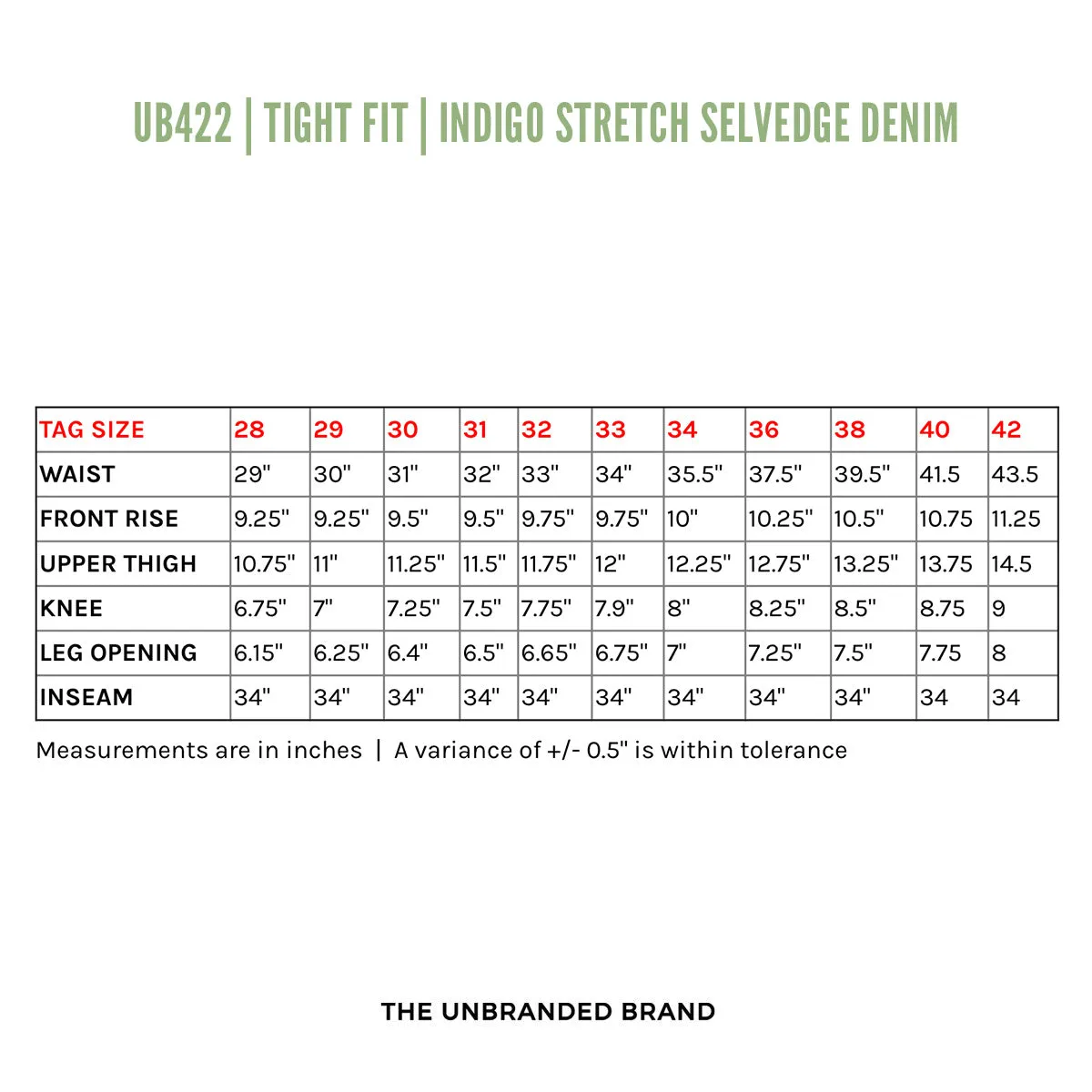 UB422 | Tight Fit | Indigo Stretch Selvedge Denim