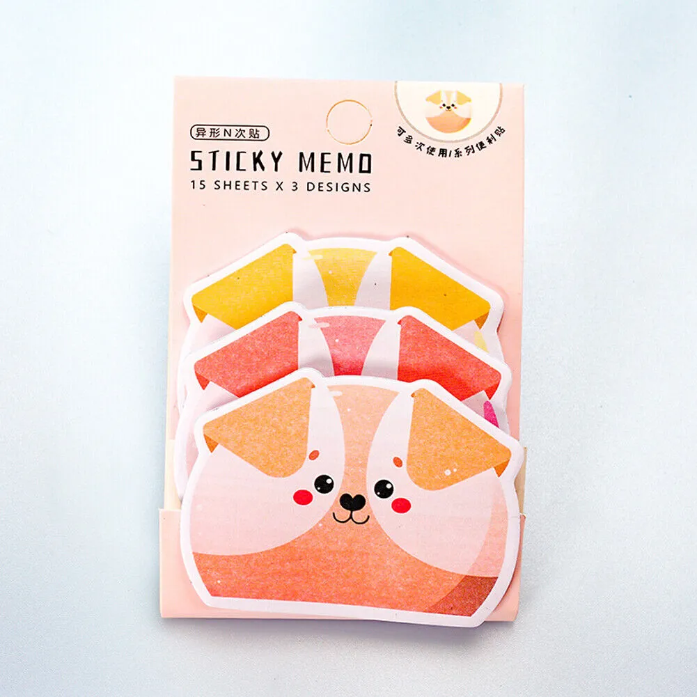 US 6-12 Pc (270-540 Pages Total) Sticky Notes Animals Shape Self-Stick Memo Pads