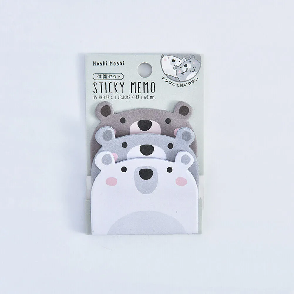 US 6-12 Pc (270-540 Pages Total) Sticky Notes Animals Shape Self-Stick Memo Pads