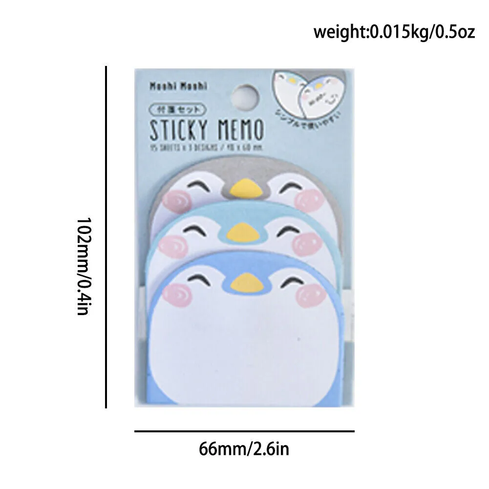 US 6-12 Pc (270-540 Pages Total) Sticky Notes Animals Shape Self-Stick Memo Pads