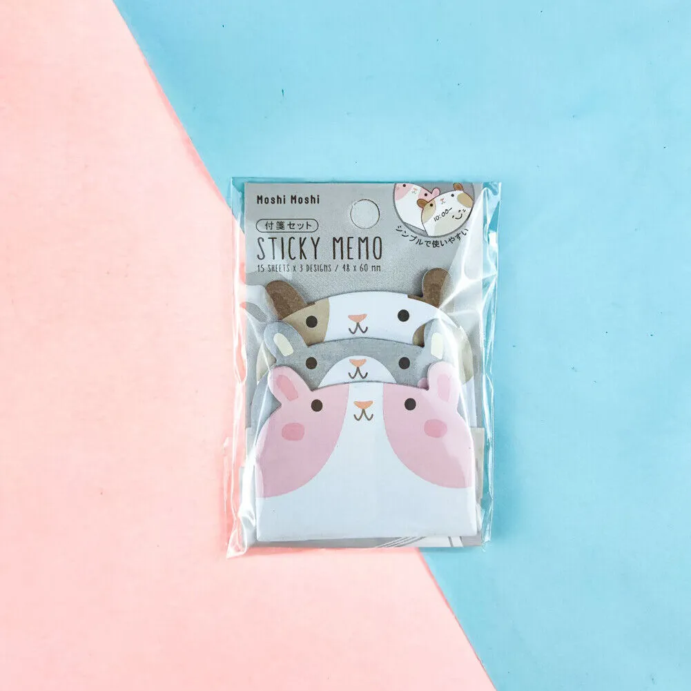 US 6-12 Pc (270-540 Pages Total) Sticky Notes Animals Shape Self-Stick Memo Pads