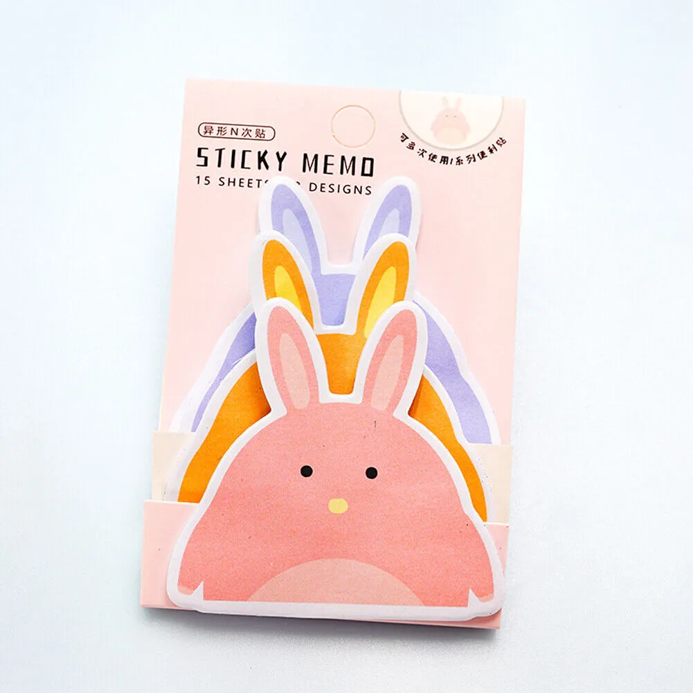 US 6-12 Pc (270-540 Pages Total) Sticky Notes Animals Shape Self-Stick Memo Pads
